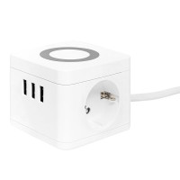 Удлинитель Куб 2 гнезда 3USB 2,4А+зарядное устройство 1,3 метра 1мм2. Удлинитель Куб. EKF