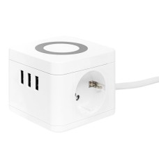 Удлинитель Куб 2 гнезда 3USB 2,4А+зарядное устройство 1,3 метра 1мм2. Удлинитель Куб. EKF