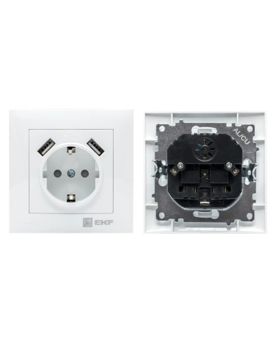 Валенсия розетка 1-местная с/з 16А (EWR16-028-10-2USB). Розетка 1-местная с/з 16А. EKF в Воронеже