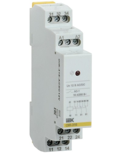 Реле промежуточное модульное OIR 3 контакта 16А 230В AC (OIR-316-AC230V). Реле промежуточное модульное. IEK в Воронеже