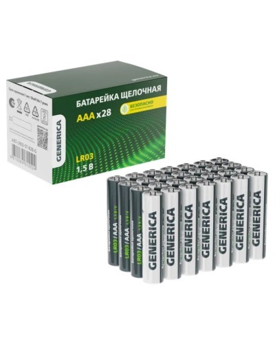 Батарейка Alkaline LR03/AAA GENERICA (28 шт) (ABT-LR03-ST-B28-G). Батарейка щелочная. IEK в Воронеже