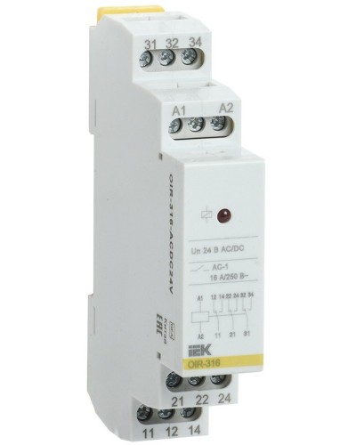 Реле промежуточное модульное OIR 3 контакта 16А 24В AC/DC (OIR-316-ACDC24V). Реле промежуточное модульное. IEK в Воронеже