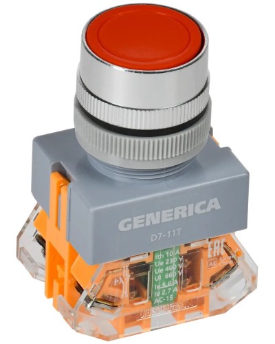 Кнопка D7-11T d=22мм красная GENERICA (BBT50-11T-3-21-K04-G). Кнопка управления с фиксацией. IEK в Воронеже