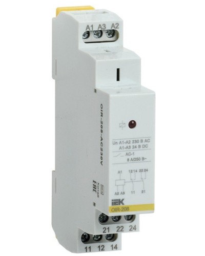 Реле промежуточное модульное OIR 2 контакта 8А 230В AC (OIR-208-AC230V). Реле промежуточное модульное. IEK в Воронеже