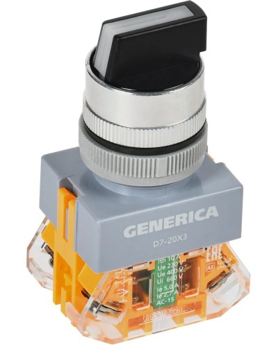 Переключатель D7-20X3 на 3 положения черный GENERICA (BSW50-20X3-3-21-3-K02-G). Переключатель. IEK в Воронеже