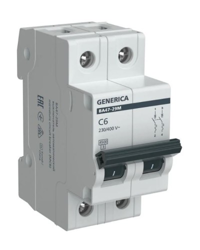 GENERICA ВА47-29М 2P C 6А 4,5кА (MVA21-2-006-C-G). Автоматический выключатель. IEK в Воронеже