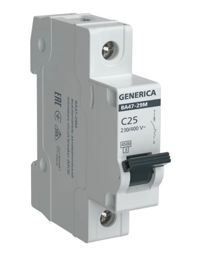 GENERICA ВА47-29М 1P C 25А 4,5кА (MVA21-1-025-C-G). Автоматический выключатель. IEK в Воронеже