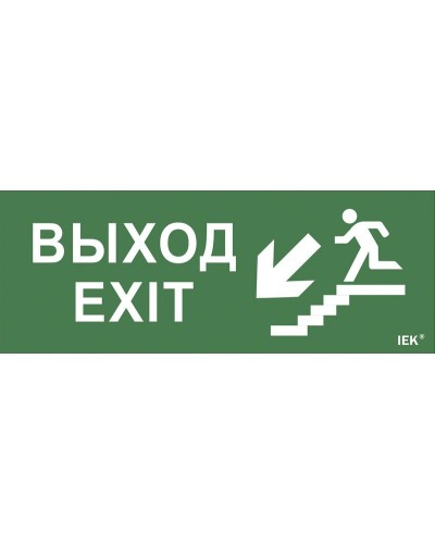 Самоклеящаяся этикетка Выход/лестница вниз/фигура (LPC10-1-24-09-VLVNF). Самоклеящаяся этикетка 240х90 мм. IEK в Воронеже