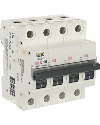 M06N 4P C 16А 6кА ARMAT (AR-M06N-4-C016). Автоматический выключатель. IEK в Воронеже