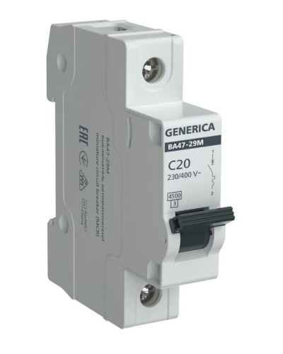 GENERICA ВА47-29М 1P C 20А 4,5кА (MVA21-1-020-C-G). Автоматический выключатель. IEK в Воронеже