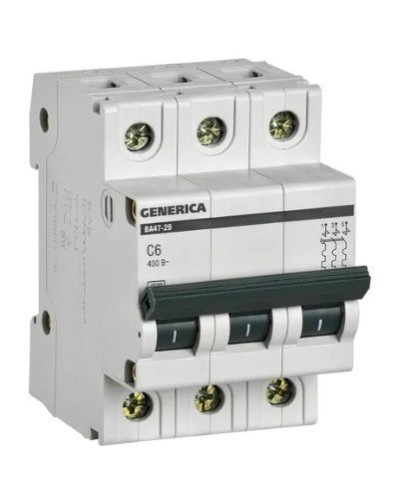 GENERICA ВА47-29 3P C 6А 4,5кА (MVA25-3-006-C). Автоматический выключатель. IEK в Воронеже