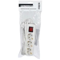 У03В 3 места, 3м GENERICA (WYP10-10-03-03-ZK-G). Удлинитель 3 места 2P+PE, 3х1 кв.мм, 10А, 250В. IEK