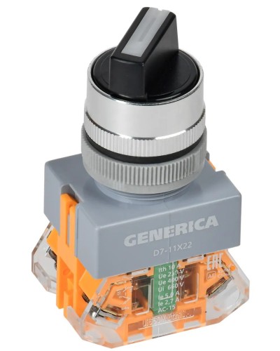 Переключатель D7-11X22 на 2 положения черный GENERICA (BSW50-11X22-3-22-2-K02-G). Переключатель с самовозвратом. IEK в Воронеже