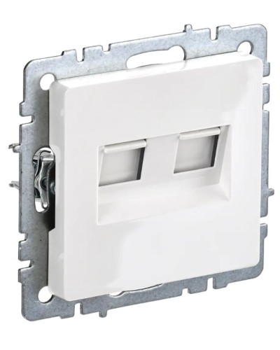 Розетка RJ45 РК10-2-БрБ кат.5E, белая BRITE (BR-K20-1-K01). Розетка компьютерная двойная. IEK в Воронеже