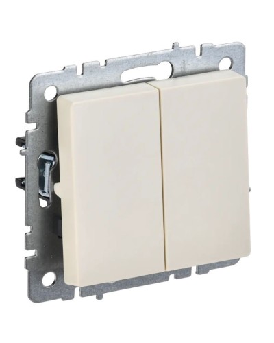 Выключатель 2-клавишный проходной ВС10-2-6-БрКр бежевый BRITE (BR-V22-0-10-K10). Выключатель. IEK в Воронеже
