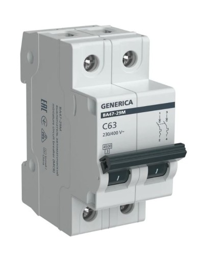 GENERICA ВА47-29М 2P C 63А 4,5кА (MVA21-2-063-C-G). Автоматический выключатель. IEK в Воронеже