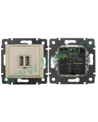 Розетка Valena двойная, USB, слоновая кость (774170). Розетка. LegranD в Воронеже