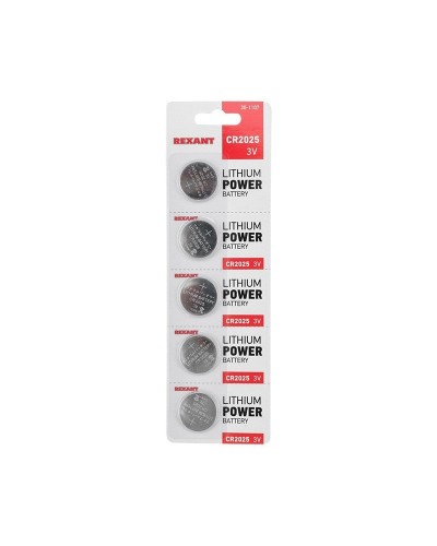 Литиевые батарейки CR2025 3 V 160 mAh (30-1107). Элемент питания. Rexant в Воронеже