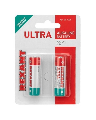 Ультра алкалиновая батарейка AA/LR6 1,5 V 2 шт. блистер REXANT (30-1025). Элемент питания. Rexant в Воронеже