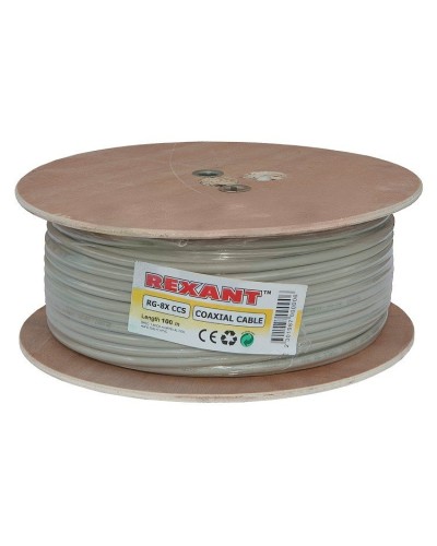 RG-8X, 50 Ом, CCS/Al/A, 75% (01-2021). Кабель коаксиальный радиочастотный. Rexant в Воронеже