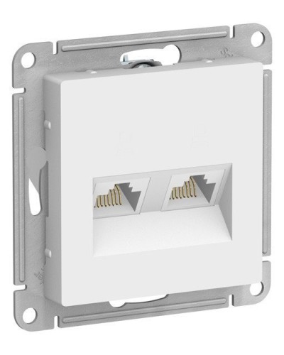 AtlasDesign розетка RJ45+RJ45, 2-местная, скрытой установки, механизм, белый (ATN000185). Розетка компьютерная. Systeme Electric в Воронеже