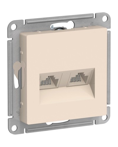 AtlasDesign розетка RJ45+RJ45, 2-местная, скрытой установки, механизм, бежевый (ATN000285). Розетка компьютерная. Systeme Electric в Воронеже