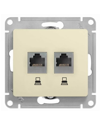 Glossa розетка RJ11+RJ45, 2-местная, кат. 5Е, скрытой установки, механизм, бежевый (GSL000285). Розетка компьютерная + телефонная. Systeme Electric в Воронеже