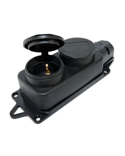 Розетка двухместная 2Р+РЕ 16А 250В IP44 (SQ0612-0037). Розетка двухместная с заглушками каучук. TDM ЕLECTRIC в Воронеже