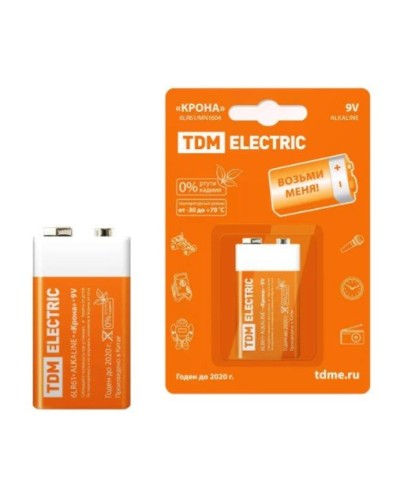 6LR61 Крона 9V BP-1 TDM (SQ1702-0013). Элемент питания. TDM ЕLECTRIC в Воронеже