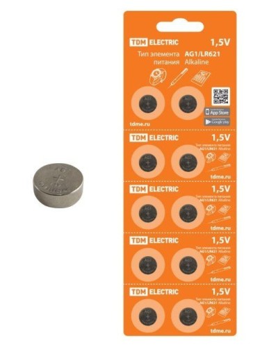 AG1/LR621 Alkaline 1,5V BP-10 TDM (SQ1702-0045). Элемент питания. TDM ЕLECTRIC в Воронеже