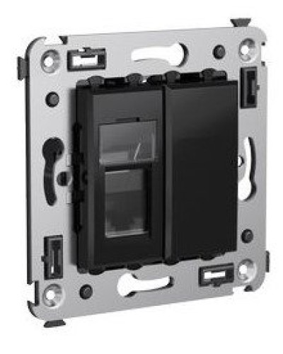 Розетка RJ-45 в стену Avanti одинарная черный квадрат (4402463). Розетка компьютерная. ДКС в Воронеже