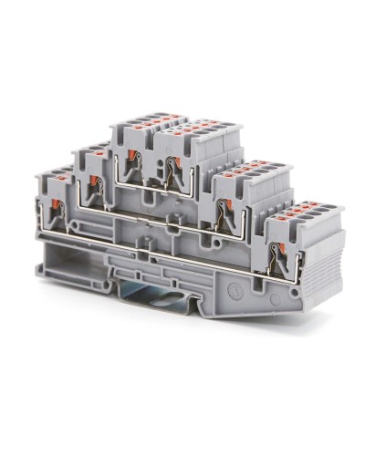 Клемма трехуровневая, зажим push-in, 2.5 кв.мм, синяя (VPR-2.5-3L-BU). Клемма проходная, 6 точки подключения. ДКС в Воронеже