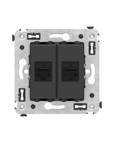Розетка RJ-45 в стену, кат.5E, Avanti, двойная, черный матовый (4412664). Розетка компьютерная. ДКС в Воронеже