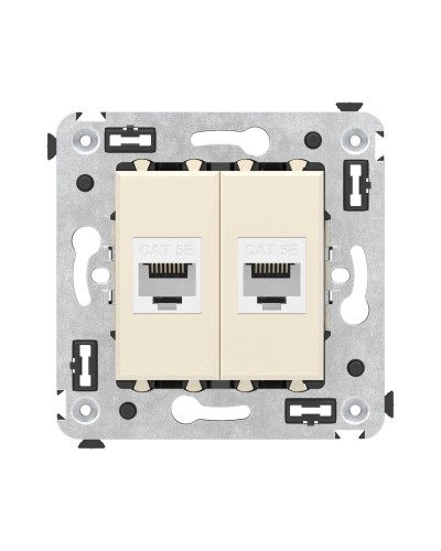 Розетка RJ-45 в стену, кат.5E, Avanti, двойная, ванильная дымка (4405664). Розетка компьютерная. ДКС в Воронеже