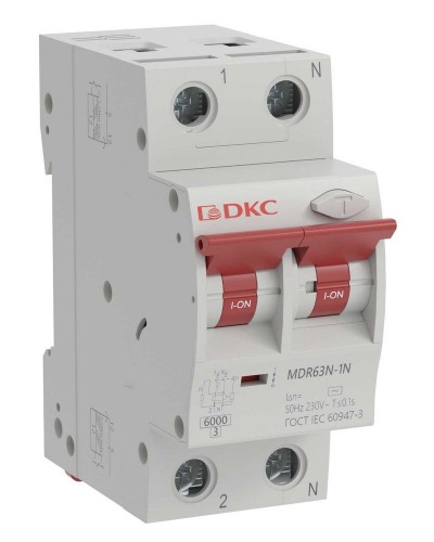 YON max MDR, 1P+N, 30mA, 16A, 6kA, А (MDR63N-1N2C16-A). Автоматический выключатель дифференциального тока. ДКС в Воронеже