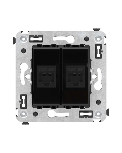 Розетка RJ-45 в стену, кат.5E, Avanti, двойная, черный квадрат (4402664). Розетка компьютерная. ДКС в Воронеже