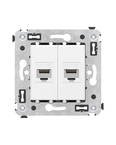Розетка RJ-45 в стену, кат.5E, Avanti, двойная, белое облако (4400664). Розетка компьютерная. ДКС в Воронеже