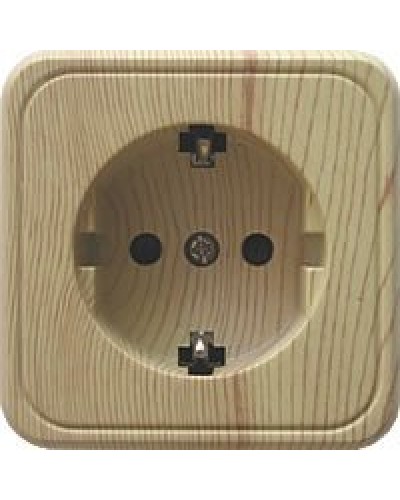 Розетка одинарная открытой установки с з/к, сосна, LK Standard (813225). Розетка с заземляющими контактами и защитными шторками. Экопласт в Воронеже