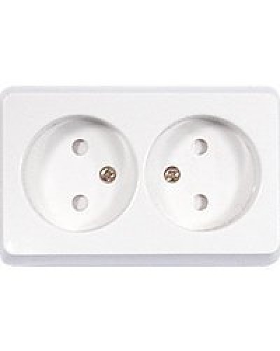 Розетка двойная открытой установки без з/к, белый, LK Standard (813604). Розетка без заземляющих контактов с защитными шторками. Экопласт в Воронеже