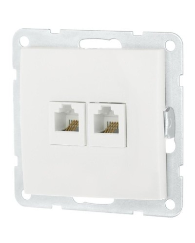 Розетка телефонная двойная 2xRJ-12 с накладкой, белый LK60 (865604-1). Розетка телефонная. Экопласт в Воронеже