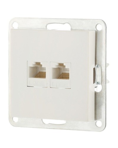 Розетка 2xRJ-45 кат.5е с накладкой, белый LK80 (846204-1). Розетка компьютерная двойная. Экопласт в Воронеже