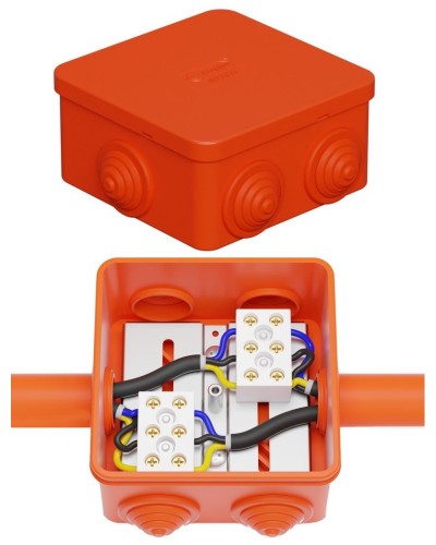 Коробка JBS080 85х85х50, 6 вых., 3P (0,15-10,0 мм²) (43301HF). Коробка монтажная, огнестойкая, без галогена. Экопласт в Воронеже